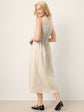 100% Linen Ruffle Trim Elasticated Waist Sleeveless Midi Dress LUCINDA