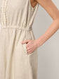 100% Linen Ruffle Trim Elasticated Waist Sleeveless Midi Dress LUCINDA