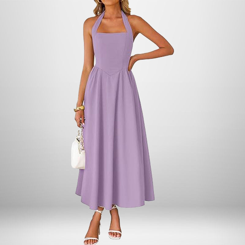 Summer women's fashion temperament wide suspender neck halter dress