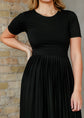 Emersyn Black Pleated Midi Dress