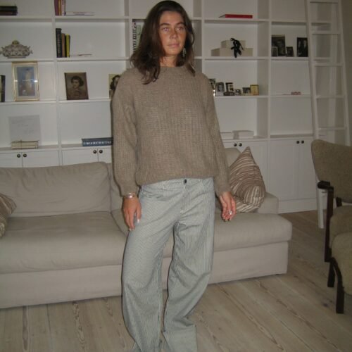 striped jeans with cuffs - White/blue