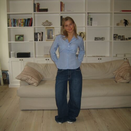 low waisted jeans - Dark blue denim